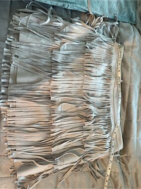 BCBGMaxAzria Cream Mini Skirt with Fringe Detail